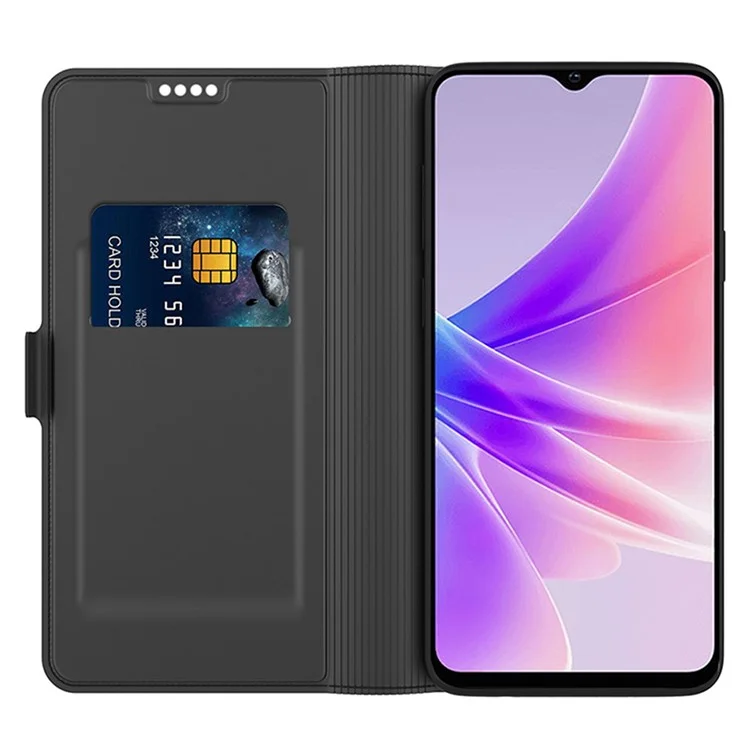 Pour Oppo F29 5G / A5 5G Étui Antichoc Coque Intérieure en TPU Housse de Téléphone en Cuir avec Emplacement pour Carte - Noir