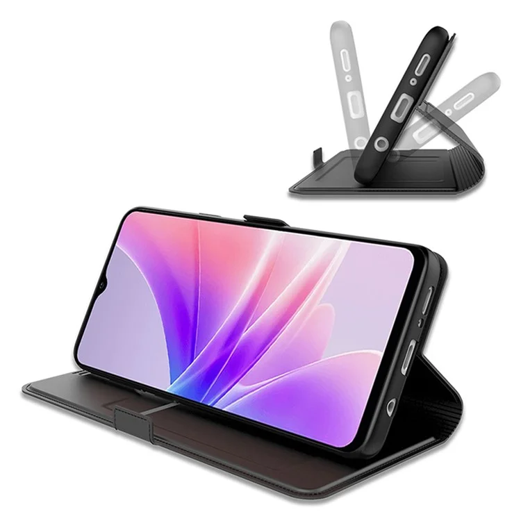 Pour Oppo F29 5G / A5 5G Étui Antichoc Coque Intérieure en TPU Housse de Téléphone en Cuir avec Emplacement pour Carte - Noir