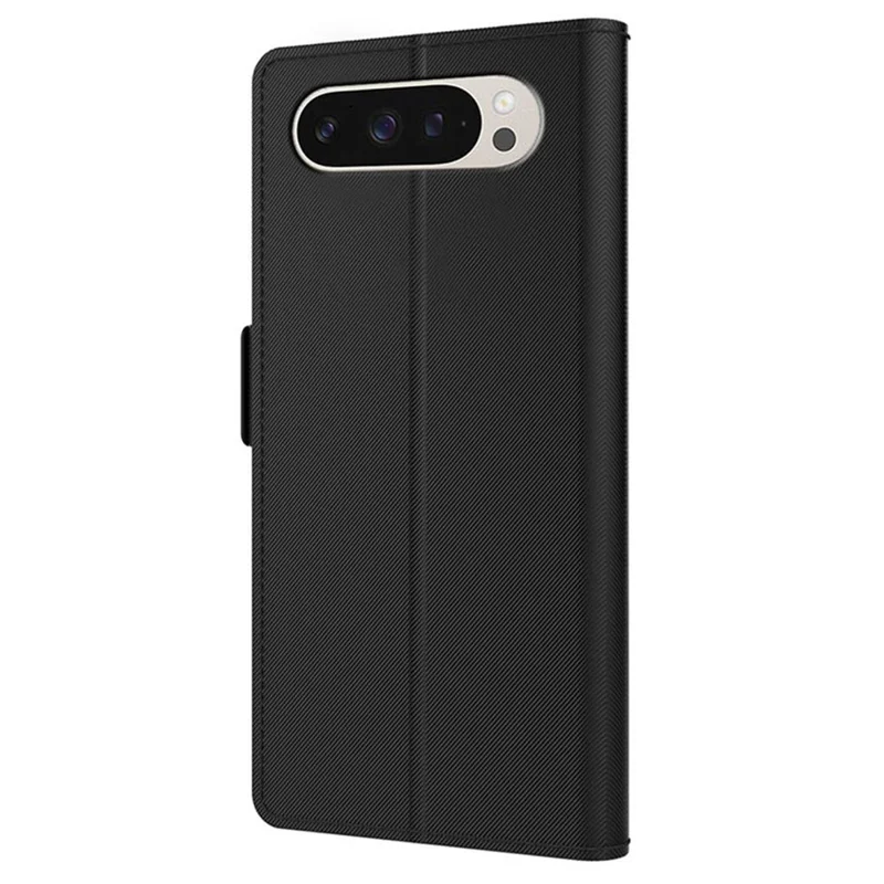 For Google Pixel 9 Pro XL Case Stand PU Leather Phone Cover Card Holder Mirror - Black