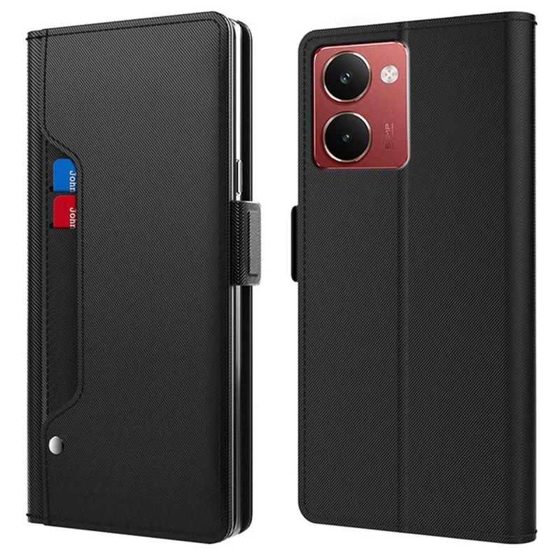 For Realme P3 Ultra 5G Case Stand PU Leather Phone Cover Card Holder Mirror - Sort