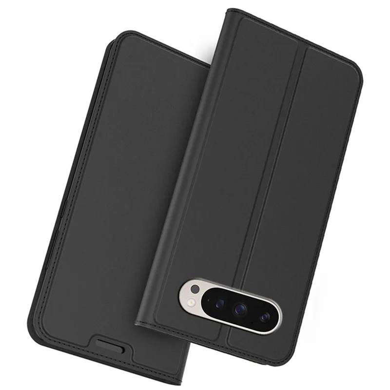 For Google Pixel 10 Pro XL Case PU Leather Phone Cover with Card Holder Stand - Black