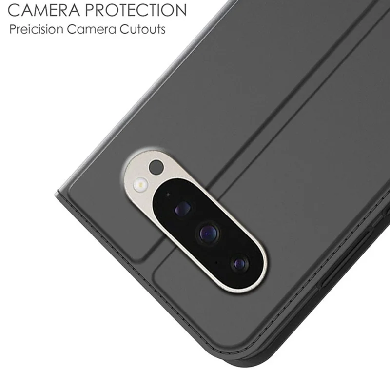 For Google Pixel 10 Pro XL Case PU Leather Phone Cover with Card Holder Stand - Black