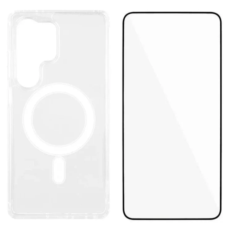 WANLONFENG LM Series For Samsung Galaxy S25 Ultra Clear Phone Case Compatible with MagSafe with Screen Film (Big Lens Hole)