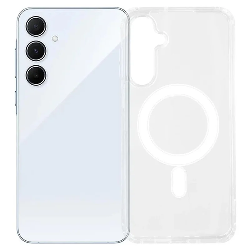 WANLONFENG Série LM pour Samsung Galaxy A16 5G / 4G Étui magnétique Transparent TPU + Couvercle de téléphone en acrylique avec film d'écran (grand trou d'objectif)
