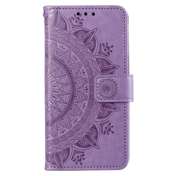 For Samsung Galaxy Z Fold4 5G Mandala Flower Pattern Imprinted Wallet Case PU Leather Stand Magnetic Flip Cover - Purple