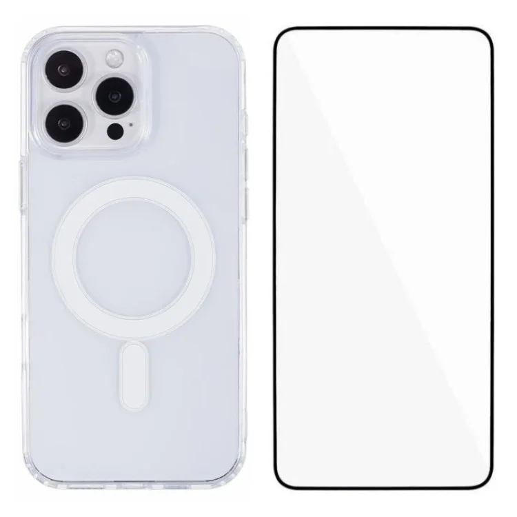WANLONFENG LM Series For iPhone 16 Pro Clear Phone Case Compatible with MagSafe with Screen Film (Big Lens Hole)