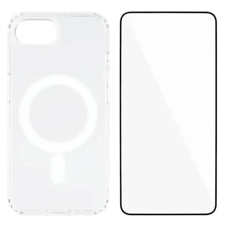 WANLONFENG LM Serie Magnetische Hülle für iPhone 16e, kristallklar, TPU + Acryl Handyhülle mit Displayschutz (Große Kameraausschnitt)