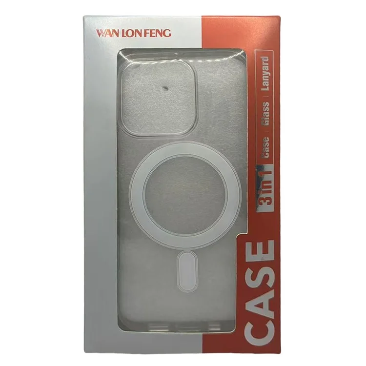 WANLONFENG LM Serie Magnetische Hülle für iPhone 16e, kristallklar, TPU + Acryl Handyhülle mit Displayschutz (Große Kameraausschnitt)