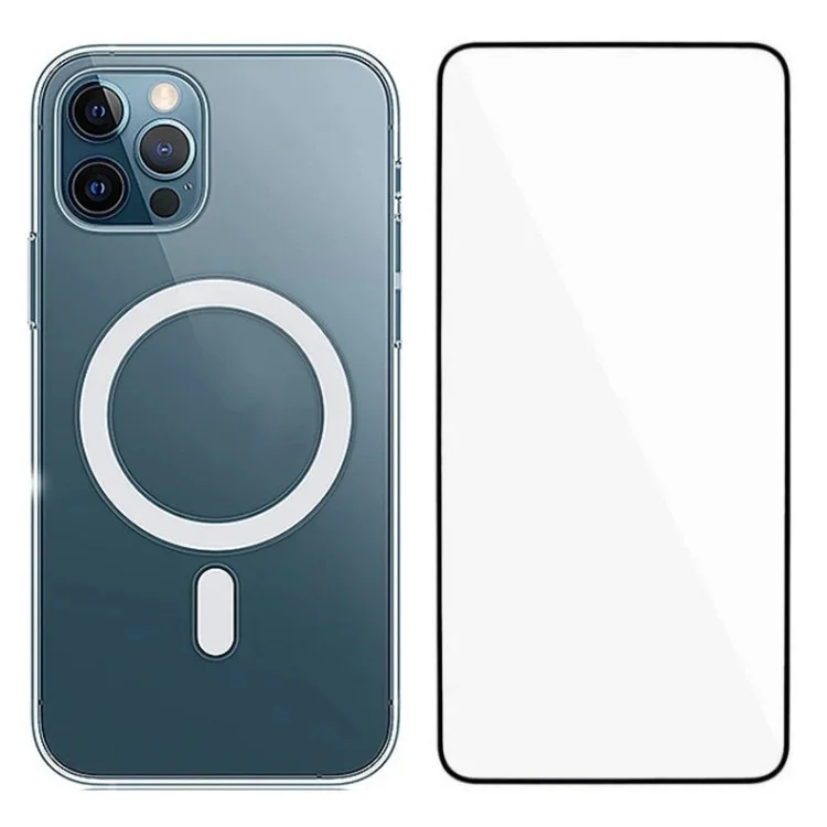 WANLONFENG Série LM pour iPhone 14 Pro Max Coque Magnétique Transparente TPU + Acrylique avec Film de Protection d'Écran (Grande Ouverture pour Objectif)