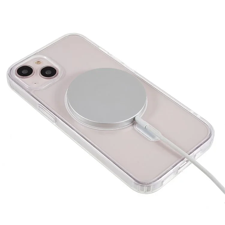 WANLONFENG Série LM Pour iPhone 14 Coque Magnétique Transparente TPU + Acrylique Avec Protection d'Écran (Grand Trou pour Objectif)