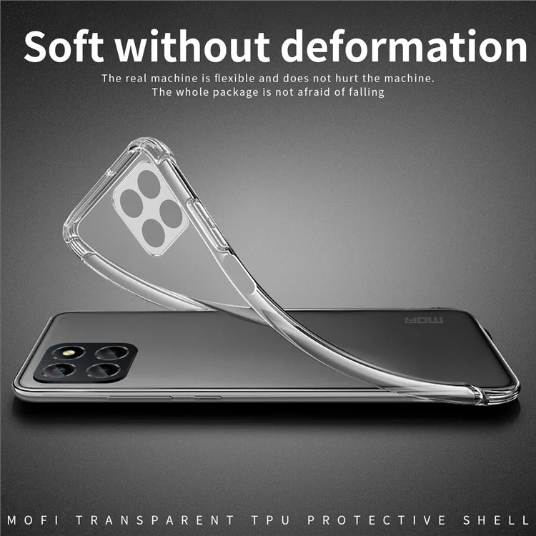 MOFI para Honor X8 5G Bump Proof TPU Shell, Capa Protetora de Telefone Cristal Claro Não Amarelado