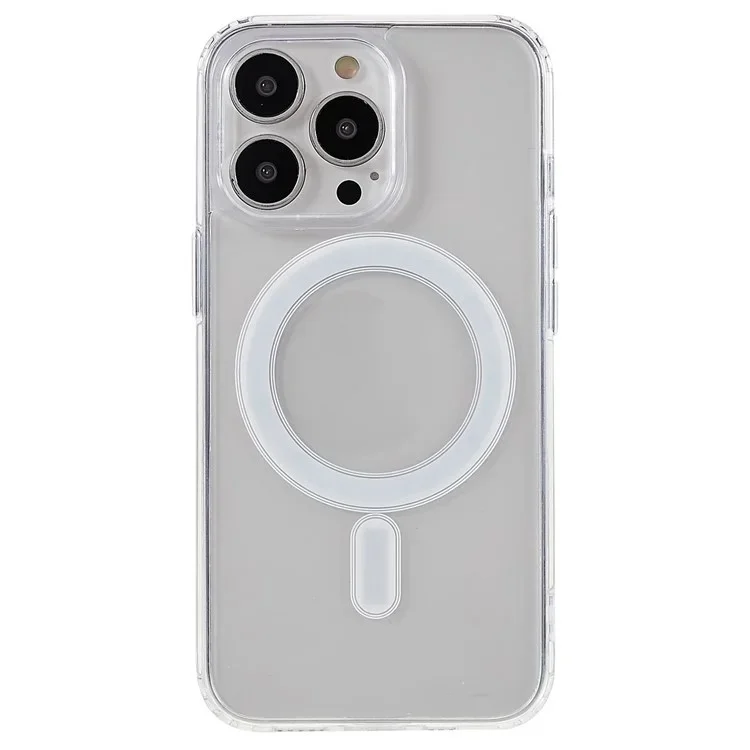 WANLONFENG Série LM Pour iPhone 13 Pro Max Coque Magnétique Transparente TPU + Acrylique avec Film de Protection d'Écran (Grande Ouverture pour Objectif)