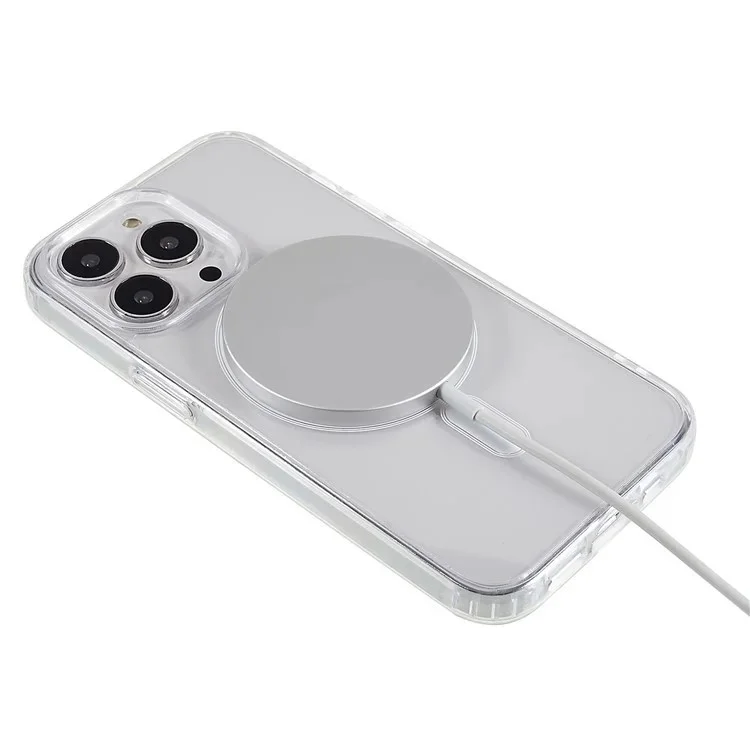 WANLONFENG Série LM Pour iPhone 13 Pro Max Coque Magnétique Transparente TPU + Acrylique avec Film de Protection d'Écran (Grande Ouverture pour Objectif)