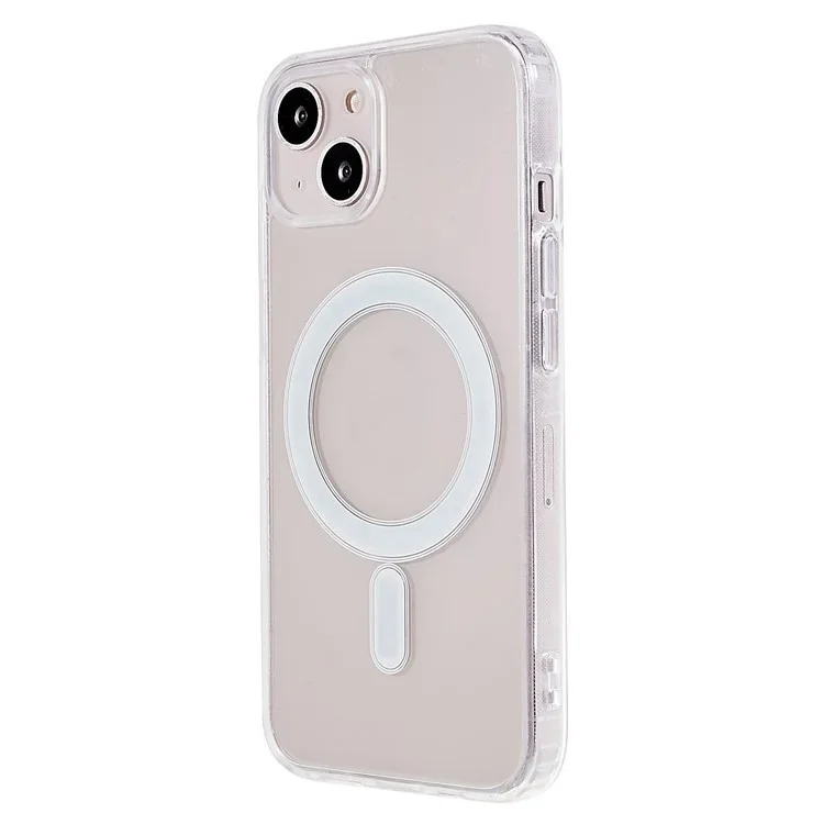 WANLONFENG Série LM Pour iPhone 13 Coque Magnétique Transparente en TPU + Acrylique avec Film de Protection d'écran (Grand Trou pour Objectif)