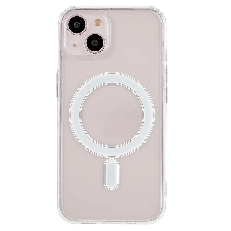 WANLONFENG Série LM Pour iPhone 13 Coque Magnétique Transparente en TPU + Acrylique avec Film de Protection d'écran (Grand Trou pour Objectif)