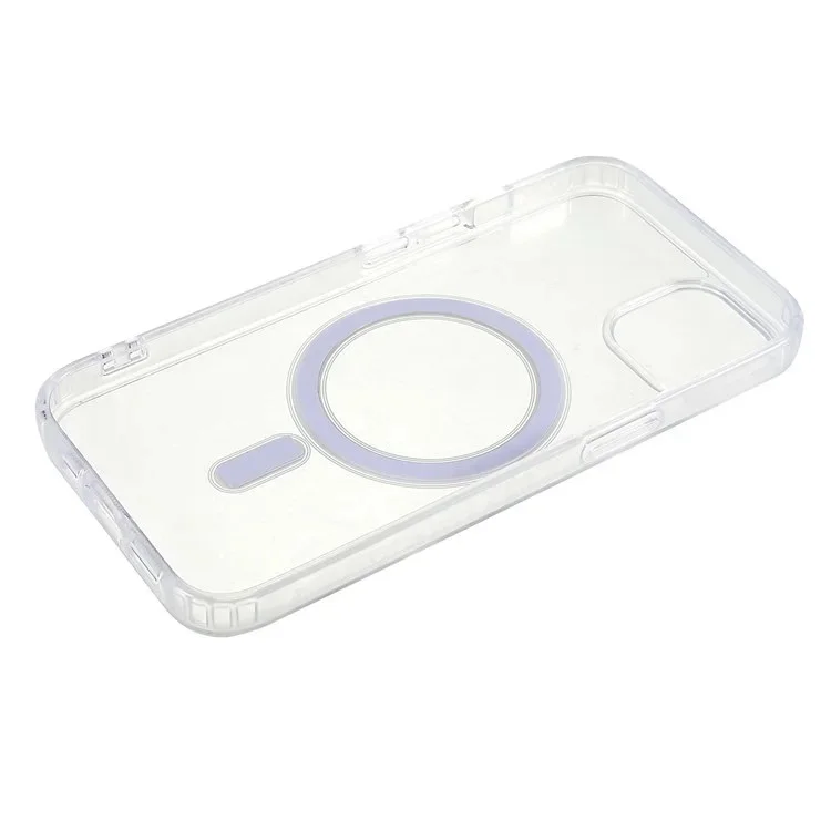 WANLONFENG Série LM Pour iPhone 13 Coque Magnétique Transparente en TPU + Acrylique avec Film de Protection d'écran (Grand Trou pour Objectif)