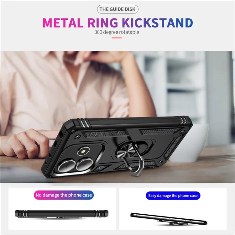 Funda para Xiaomi Redmi Note 14 5G de PC + TPU con Soporte - Negro