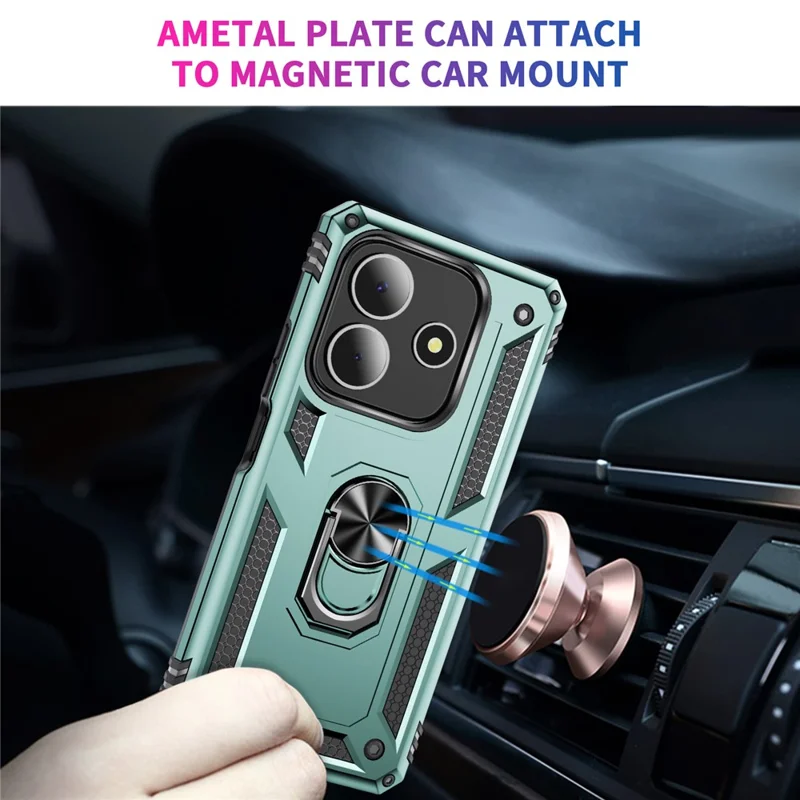 For Xiaomi Redmi Note 14 5G Case PC + TPU Phone Cover with Kickstand - Blackish Green