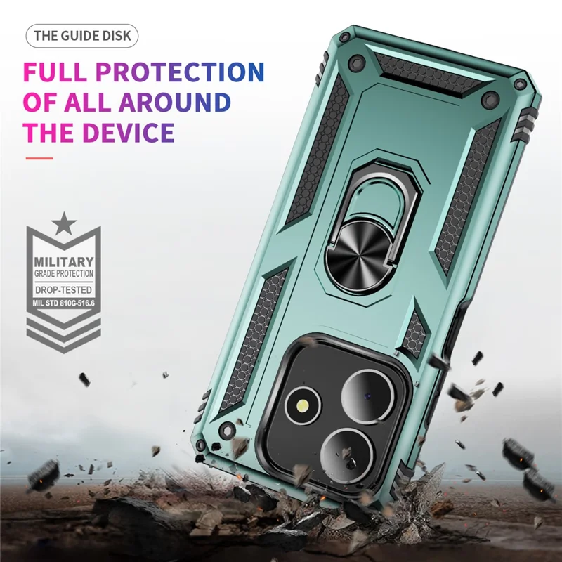 For Xiaomi Redmi Note 14 5G Case PC + TPU Phone Cover with Kickstand - Blackish Green