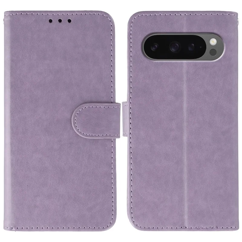 For Google Pixel 10 Pro XL / 9 Pro XL Case PU Leather Flip Wallet Phone Cover with Strap - Purple