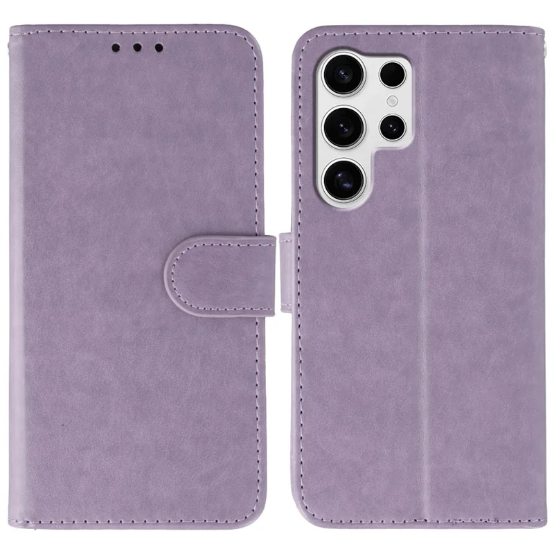 For Samsung Galaxy S24 Ultra Case PU Leather Flip Wallet Phone Cover with Strap - Purple