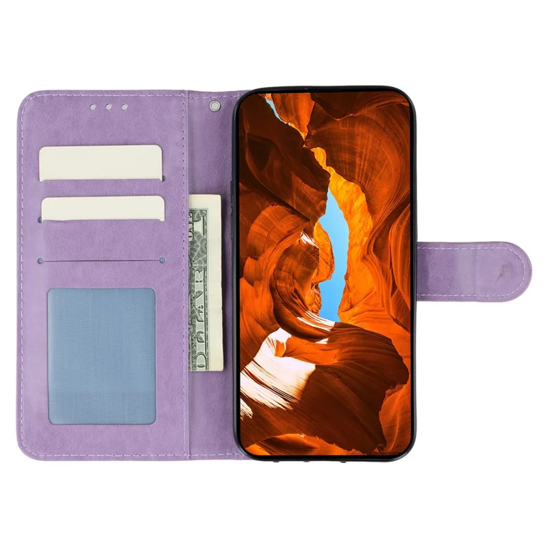 For Samsung Galaxy S24 Ultra Case PU Leather Flip Wallet Phone Cover with Strap - Purple