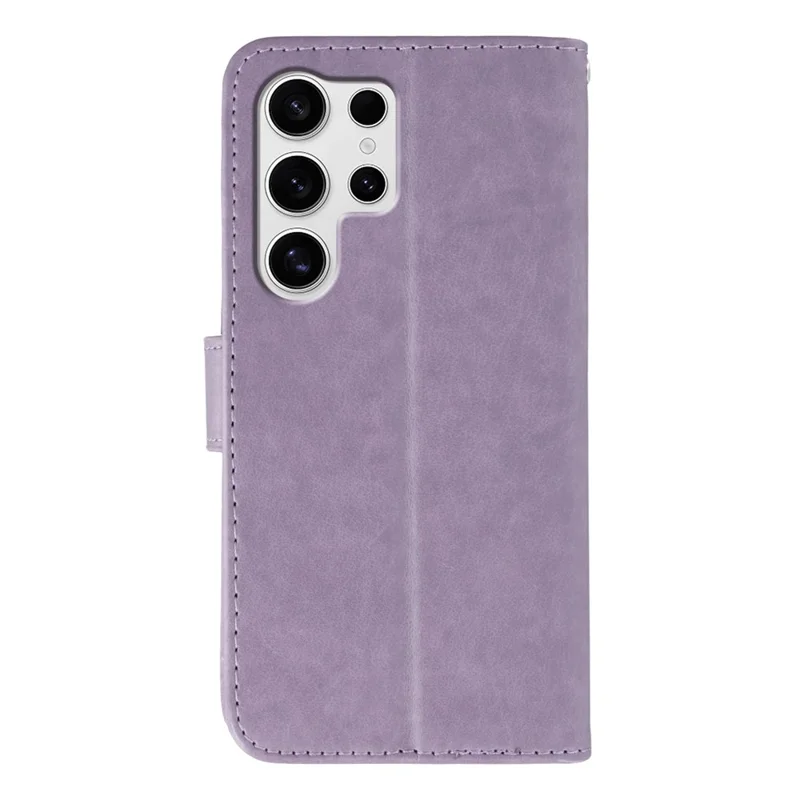 For Samsung Galaxy S24 Ultra Case PU Leather Flip Wallet Phone Cover with Strap - Purple