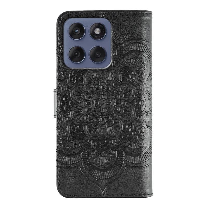 Motorola Edge 60 5G / 60 Fusion 5G-hoesje van PU-leer met mandalapatroon portemonnee hoes - Zwart