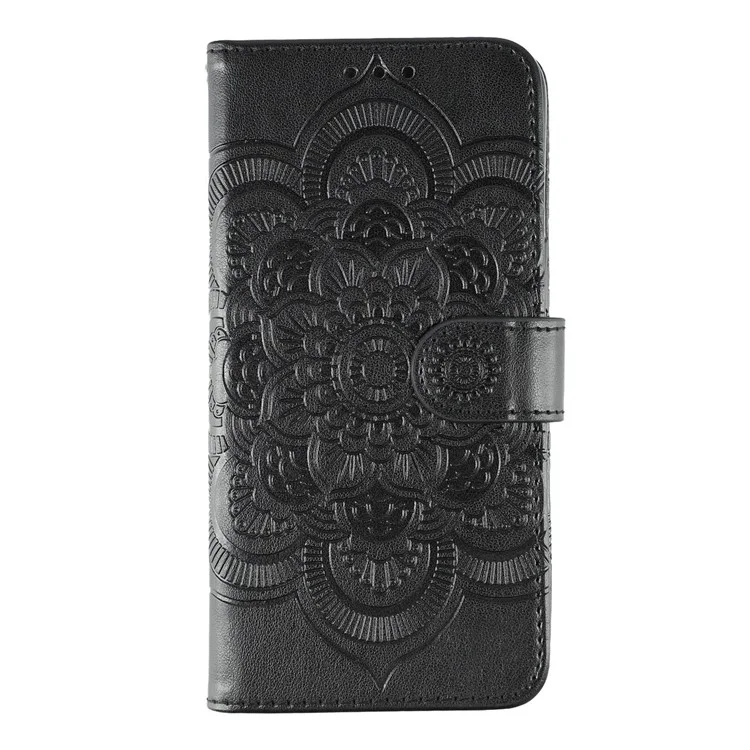 Étui de téléphone pour Xiaomi Poco C75 4G / Redmi 14C 4G / 14R 5G en cuir PU avec motif Mandala imprimé, Housse portefeuille - Noir