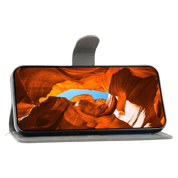 Pour Xiaomi Redmi Note 14S 4G Étui Plume Empreinte Portefeuille en Cuir PU Housse de Téléphone - Gris