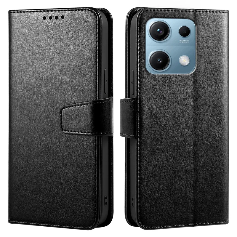 For Xiaomi Redmi Note 14S 4G / Note 13 Pro 4G / Poco M6 Pro 4G Case Stand Card Holder Wallet Leather Phone Cover - Black