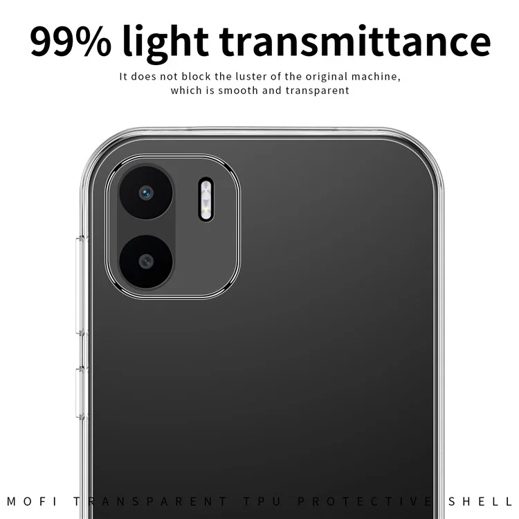 MOFI for Xiaomi Redmi A1 4G / A2 4G Protective Phone Cover, Scratch Proof Clear Crystal TPU Shell Not-Yellowing Case