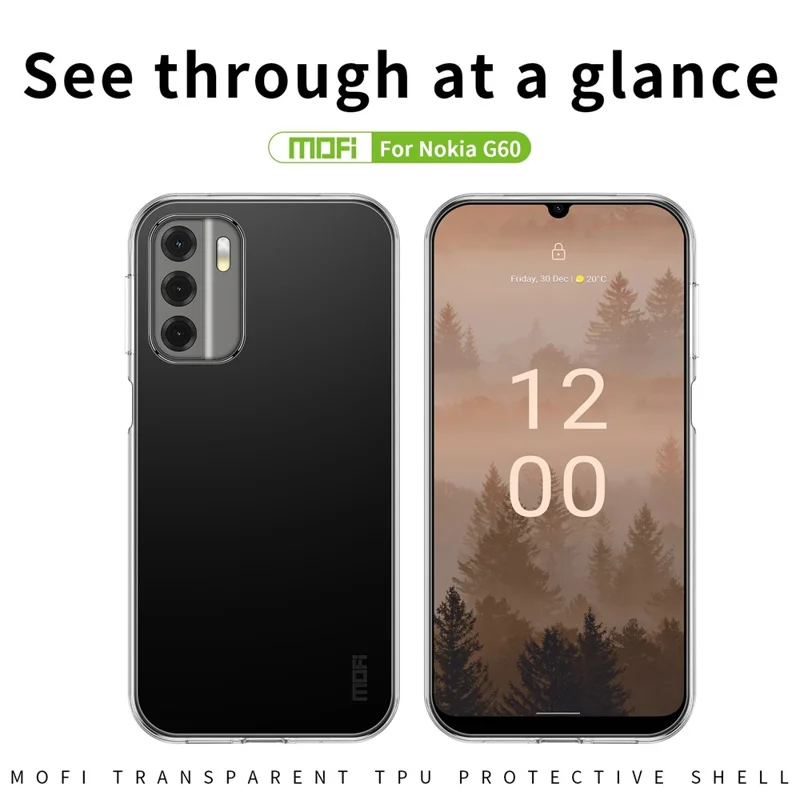 MOFI for Nokia G60 5G Flexible TPU Shell, Clear Crystal Not-Yellowing Case Anti-Scratch Protective Phone Cover