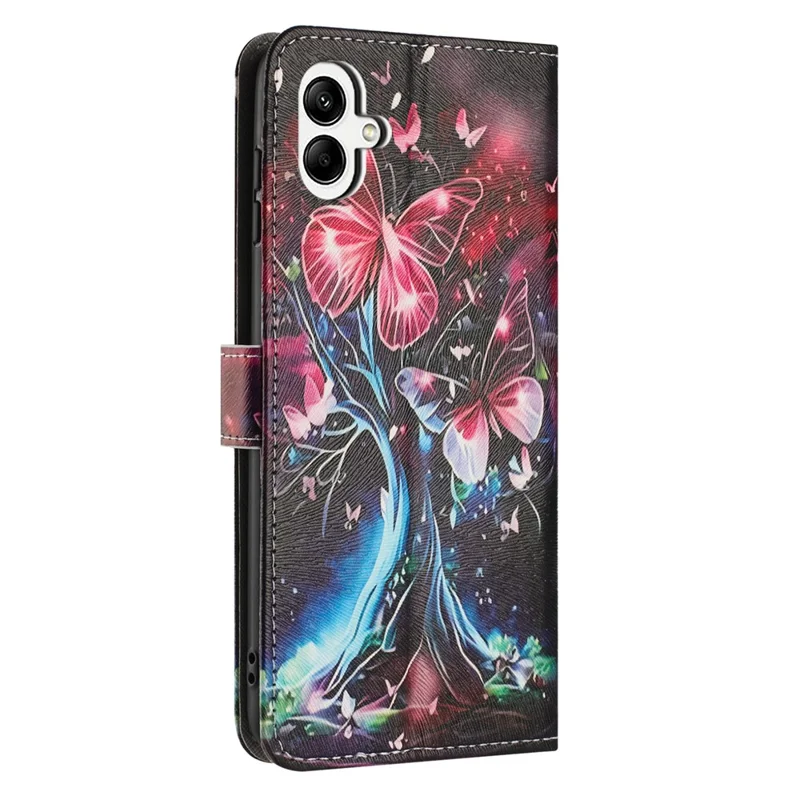 YX-2501 For Samsung Galaxy A06 5G  /  4G Case Pattern Printing PU Leather Wallet Phone Cover with Lanyard - Butterfly Tree