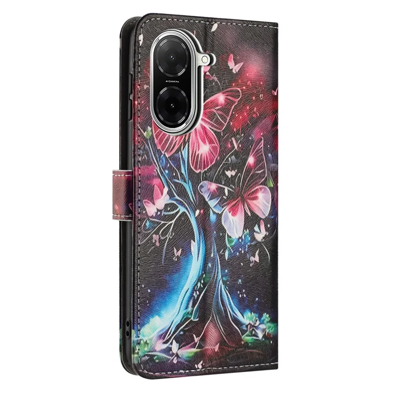 YX-2501 For Xiaomi Redmi A5 4G (171.7mm) / Poco C71 4G Case Pattern Printing PU Leather Wallet Phone Cover with Lanyard - Butterfly Tree
