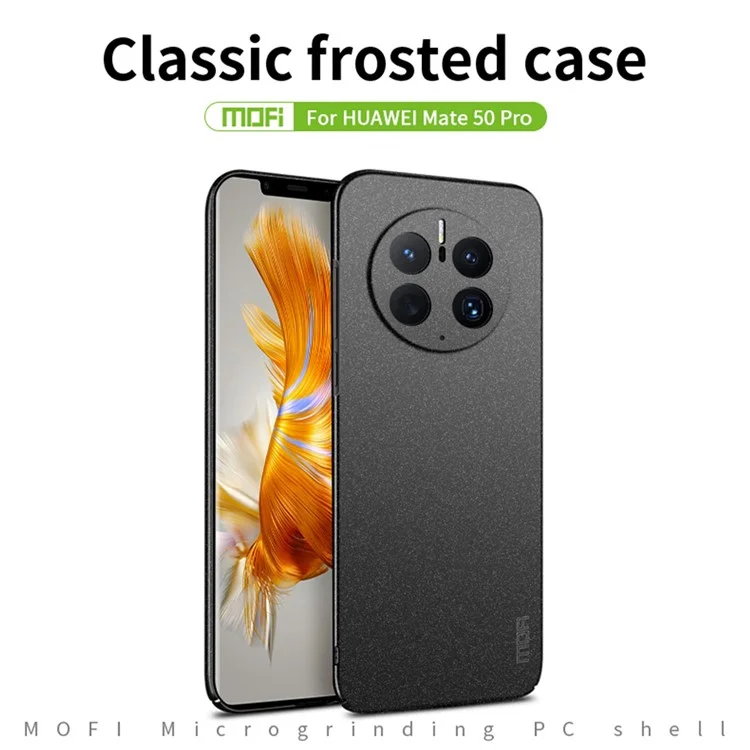 MOFI Shield Matte Série Pour Huawei Mate 50 Pro 4G Absorbing Ultra Slim Phone Case Hard PC Protection Back - le Noir
