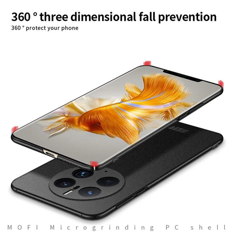 MOFI Shield Matte Série Pour Huawei Mate 50 Pro 4G Absorbing Ultra Slim Phone Case Hard PC Protection Back - le Noir