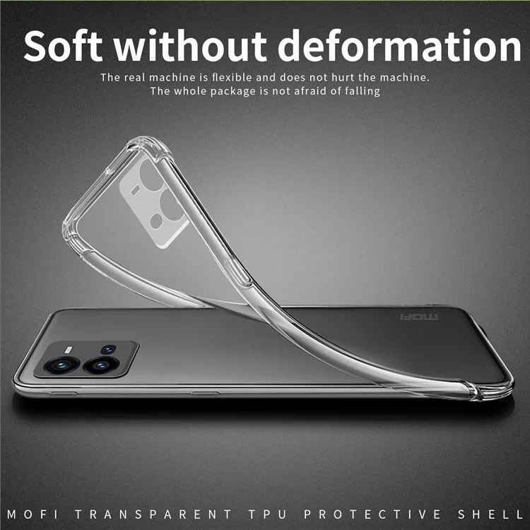 MOFI для vivo V25 5G Противоударный TPU-чехол, прозрачный кристалл, не желтеющий чехол-накладка для защиты телефона