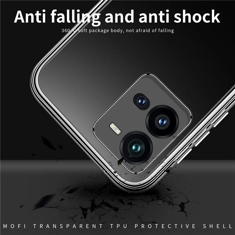 MOFI для vivo V25 5G Противоударный TPU-чехол, прозрачный кристалл, не желтеющий чехол-накладка для защиты телефона