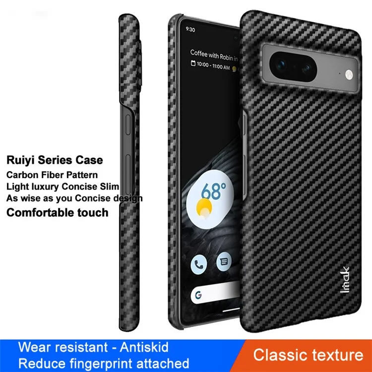 IMAK Ruiyi Series pour Google Pixel 7 5G Texture en fibre de carbone PU Leather Coated PC Case Scratch-resistant Boîtier de téléphone portable