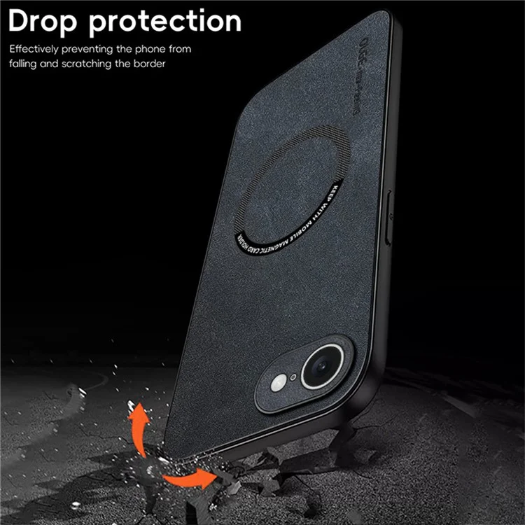 WANLONFENG YBP Série Capa Magnética com Película de Vidro Temperado para iPhone 16e - Couro PU + TPU, Recortes Precisos - Preto