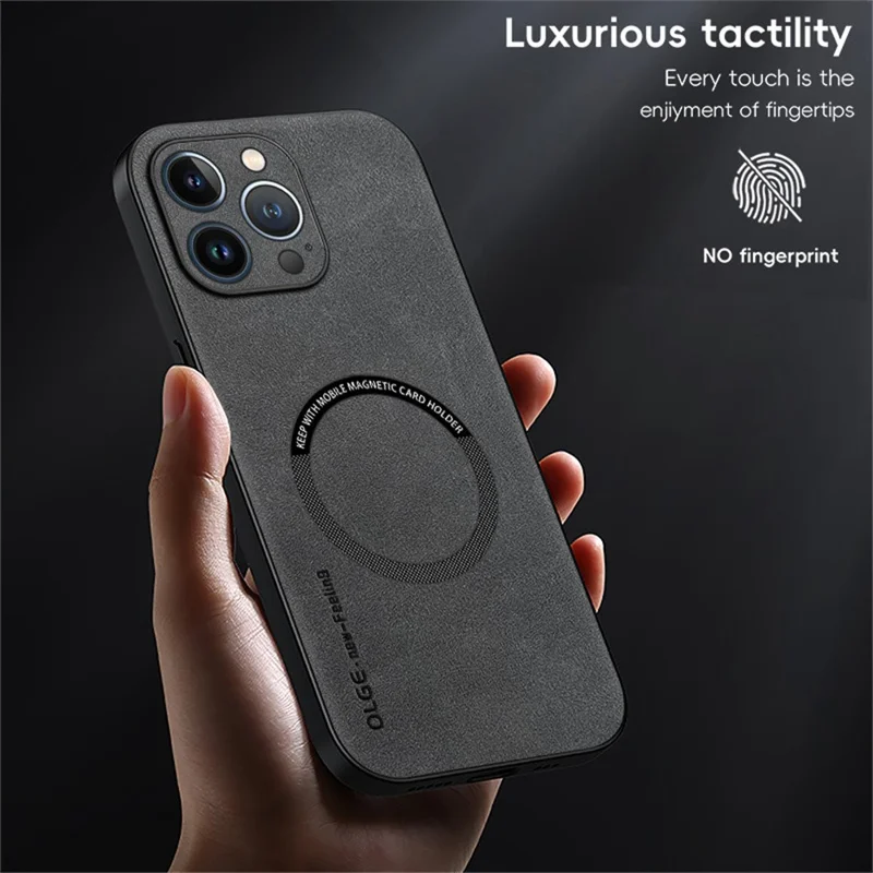 WANLONFENG YBP Series For iPhone 16 Pro Magnetic Case with Tempered Glass Film PU Leather + TPU Phone Cover Precise Cutouts - Grey
