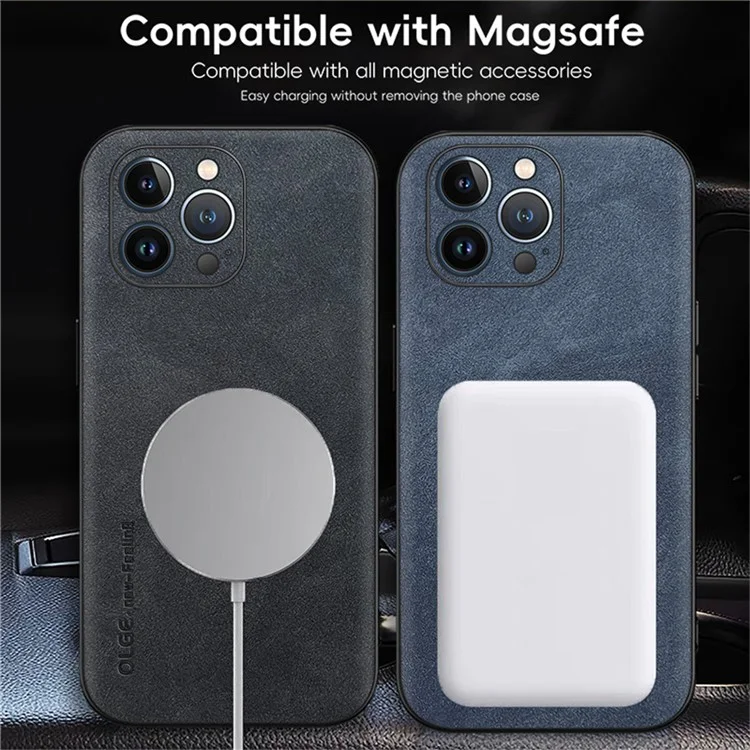 WANLONFENG Série YBP para iPhone 15 Pro Capa Magnética com Película de Vidro Temperado Couro PU + Capa de Telefone TPU com Recortes Precisos - Preto