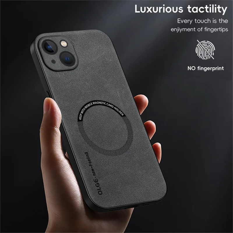 WANLONFENG YBP Série Capa Magnética com Película de Vidro Temperado para iPhone 14 - Couro PU + Capa de Telefone TPU com Recortes Precisos - Azul