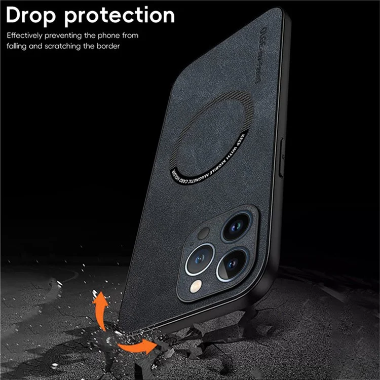 WANLONFENG Série YBP pour iPhone 13 Pro Étui magnétique avec film en verre trempé Étui en cuir PU + TPU Découpes précises - Noir
