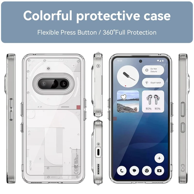 WANLONFENG MF Series for Nothing Phone (3a) Case TPU Acrylic Clear Phone Cover with Tempered Glass Film