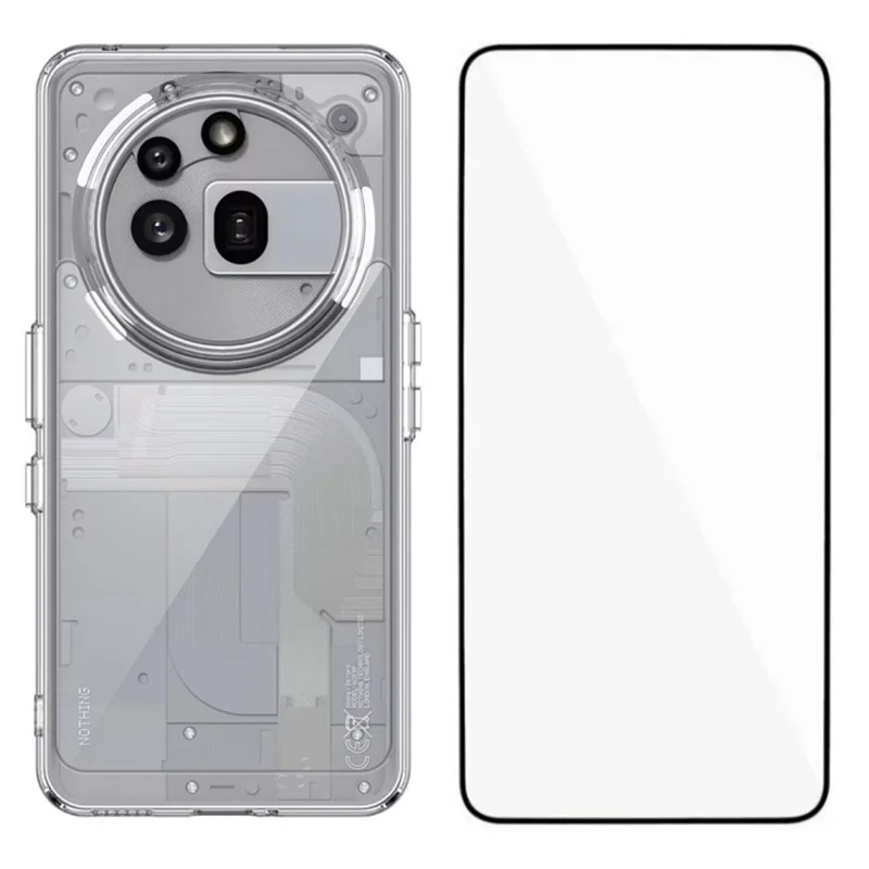 WANLONFENG MF Series for Nothing Phone (3a) Pro Case TPU Acrylic Clear Phone Cover with Tempered Glass Film