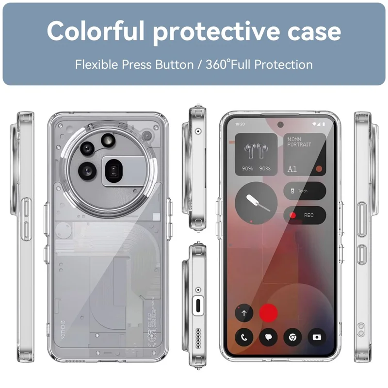 WANLONFENG MF Series for Nothing Phone (3a) Pro Case TPU Acrylic Clear Phone Cover with Tempered Glass Film