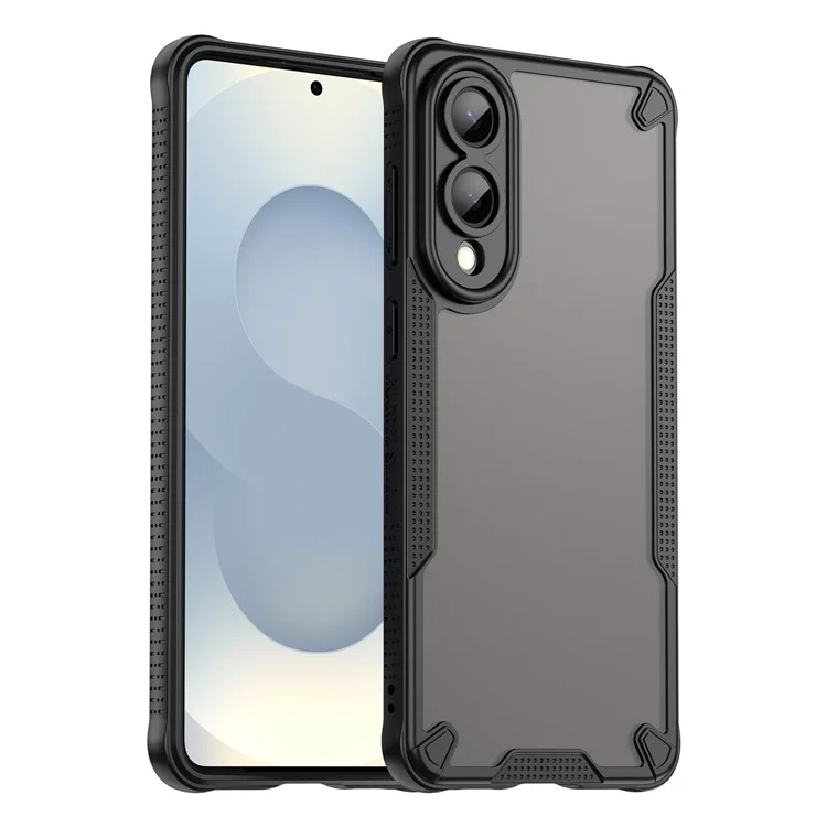 WANLONFENG MFFJ Series For Samsung Galaxy S25 Slim / S25 Edge Case Anti Drop TPU + Acrylic Phone Back Cover with Screen Film - Black