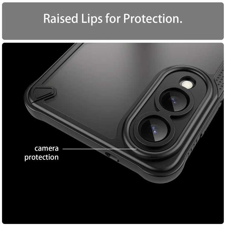 WANLONFENG MFFJ Series For Samsung Galaxy S25 Slim / S25 Edge Case Anti Drop TPU + Acrylic Phone Back Cover with Screen Film - Black